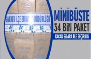 Minibüste 34 Bin Paket Kaçak Sigara Ele Geçirildi