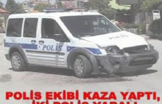 POLİS ARACI KAZA YAPTI, İKİ POLİS YARALI