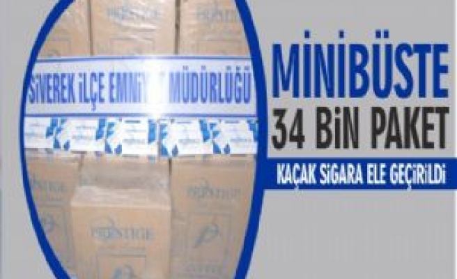 Minibüste 34 Bin Paket Kaçak Sigara Ele Geçirildi